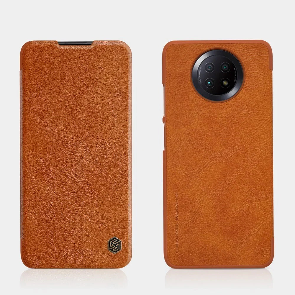 Capa de Couro NILLKIN Castanha para Xiaomi Redmi Note 9T 5G