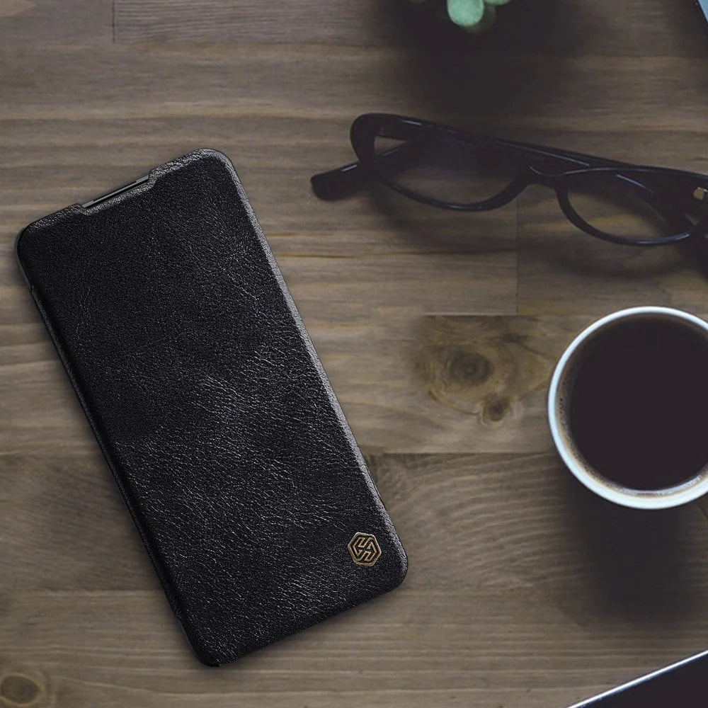 Capa de Couro NILLKIN Castanha para Xiaomi Redmi Note 9T 5G