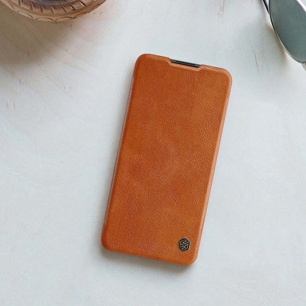 Capa de Couro NILLKIN Castanha para Xiaomi Redmi Note 9T 5G