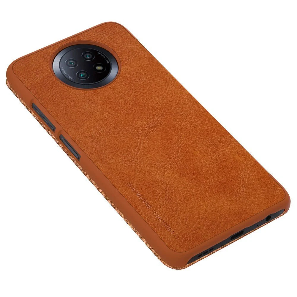 Capa de Couro NILLKIN Castanha para Xiaomi Redmi Note 9T 5G