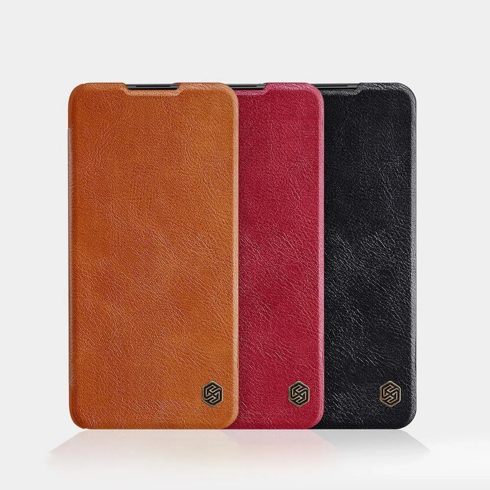 Capa de Couro NILLKIN Castanha para Xiaomi Redmi Note 9T 5G