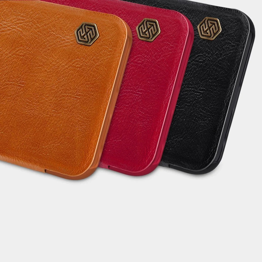 Capa de Couro NILLKIN Castanha para Xiaomi Redmi Note 9T 5G