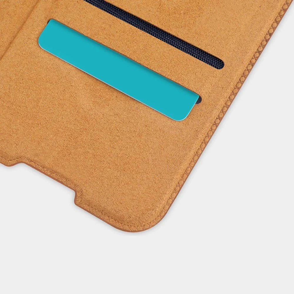 Capa de Couro NILLKIN Castanha para Xiaomi Redmi Note 9T 5G