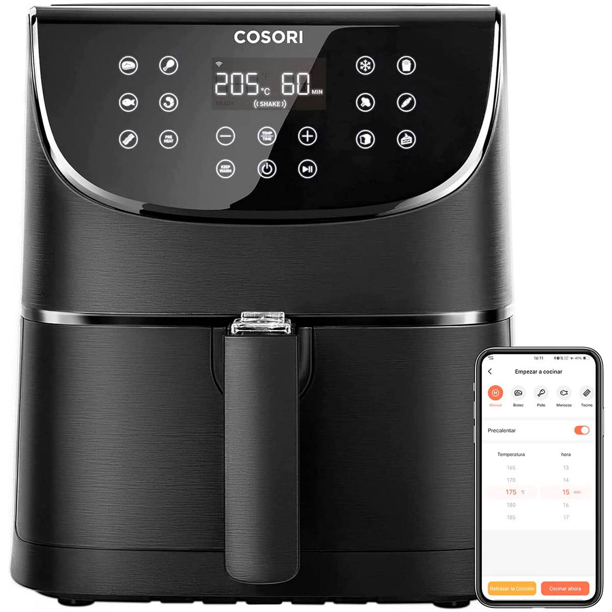 Fritadeira Air Fryer (Sem Óleo) COSORI ‎CS158-AF Smart (Wi-Fi) Premium Chef Edition 5.5L 1700W Preta