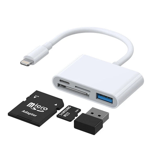 Leitor de Cartões HUB Lightning OTG para USB-A 3.2 / Lightning / Leitor de Cartões SD e TF Joyroom S-H142