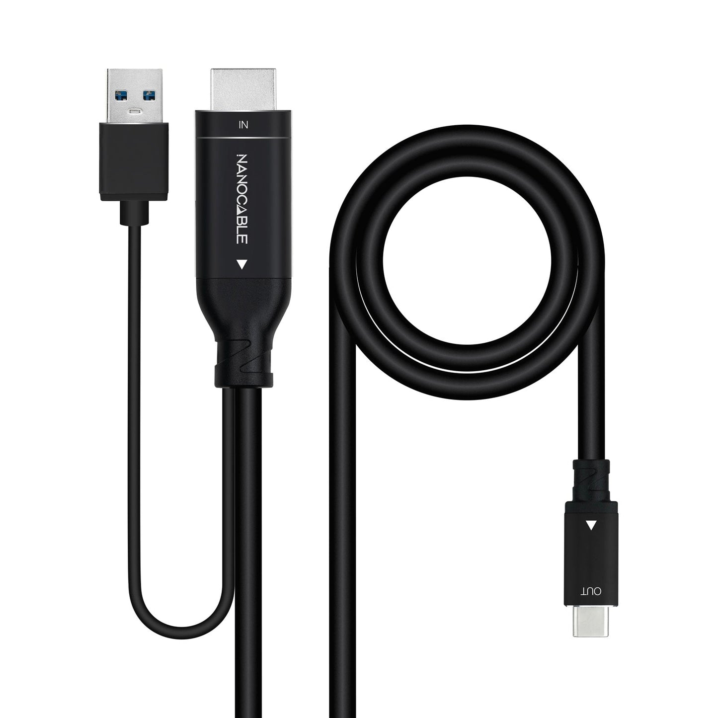 Cabo HDMI Macho 2.0 + USB para USB-C Macho 1.8m Nanocable NAN-CAB_10_15_4354