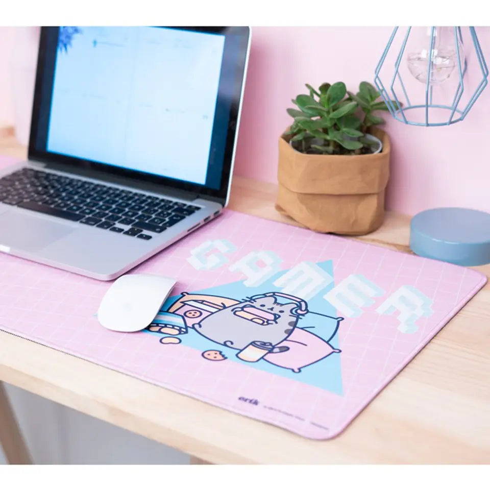 Tapete gaming para Rato XL - Protetor de Mesa Pusheen / Cor de Rosa