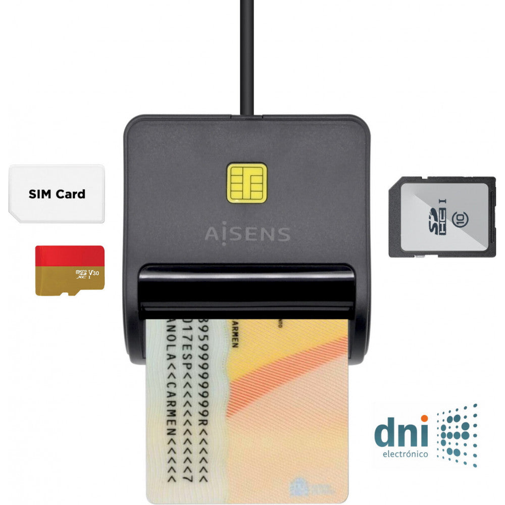 Leitor de cartões do cidadão Aisens ASCR-SN02SD-BK/ Preto