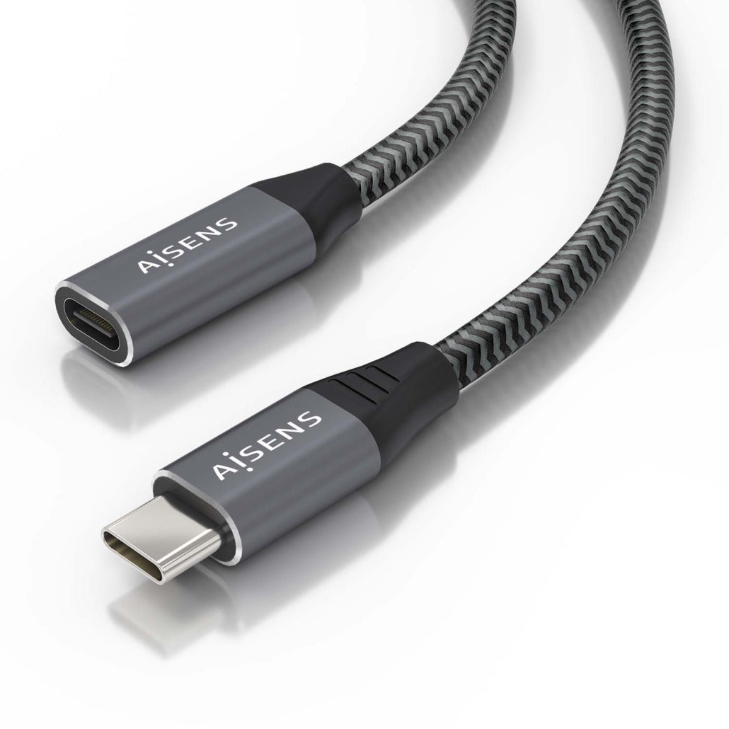 Cabo Extensor USB-C Macho para USB Tipo-C Fêmea 3.2 100W 20Gbps 0.5m Aisens A107-0760