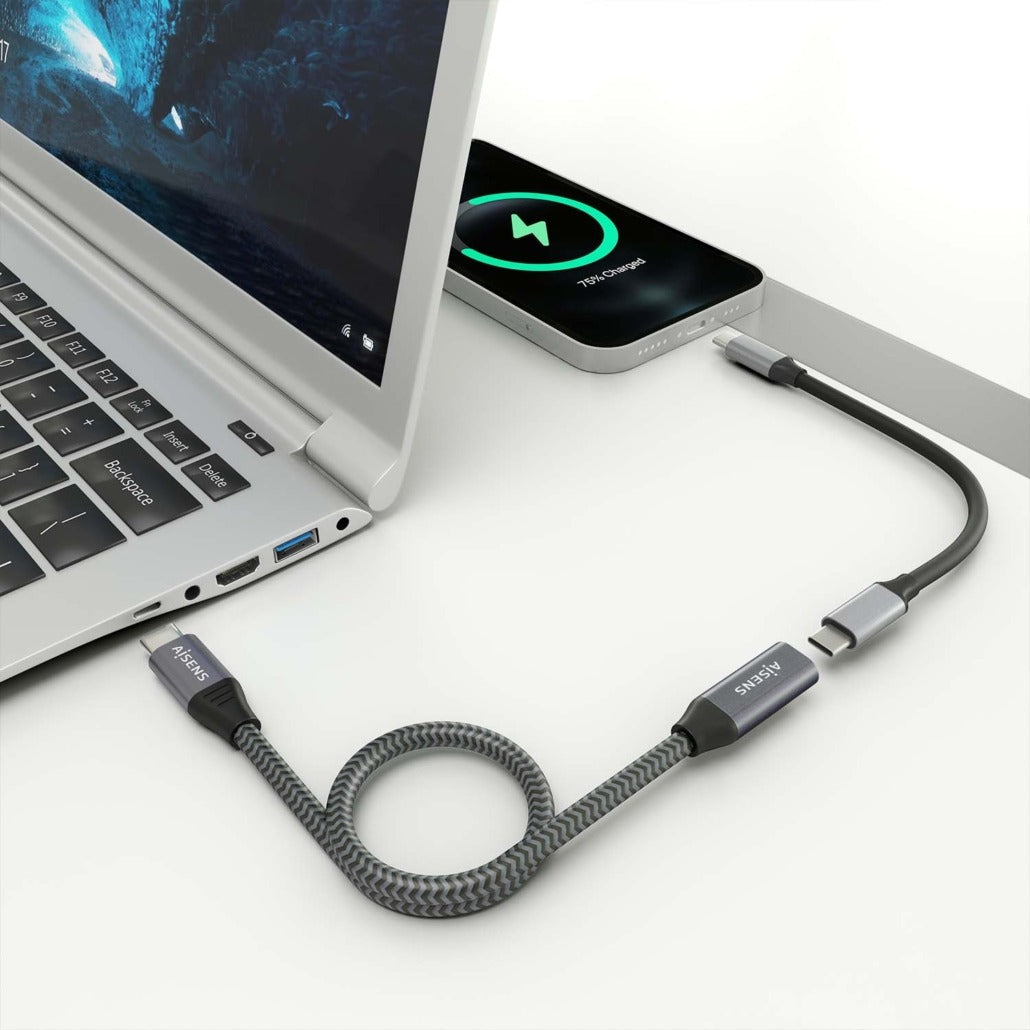 Cabo Extensor USB-C Macho para USB Tipo-C Fêmea 3.2 100W 20Gbps 0.5m Aisens A107-0760