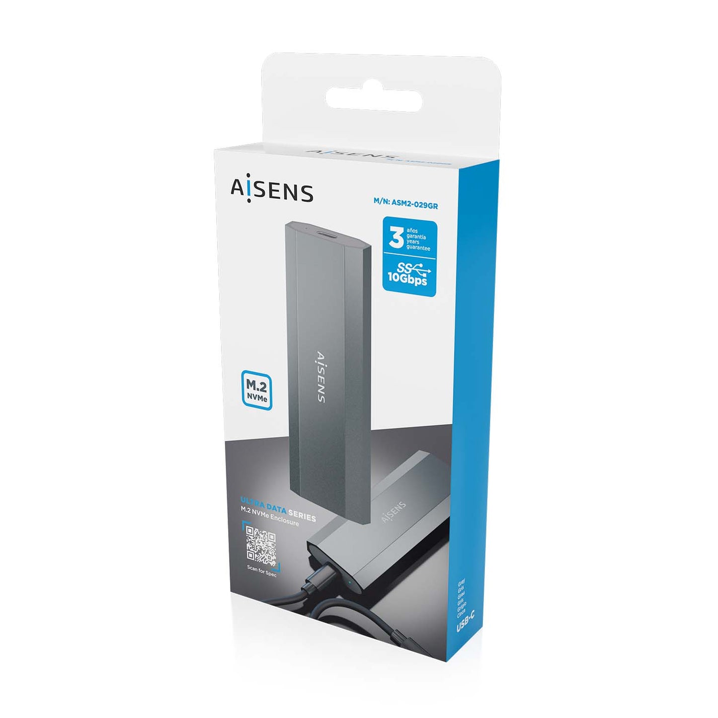 Caixa Disco SSD M.2 NVMe Aisens ASM2-029GR USB 3.2