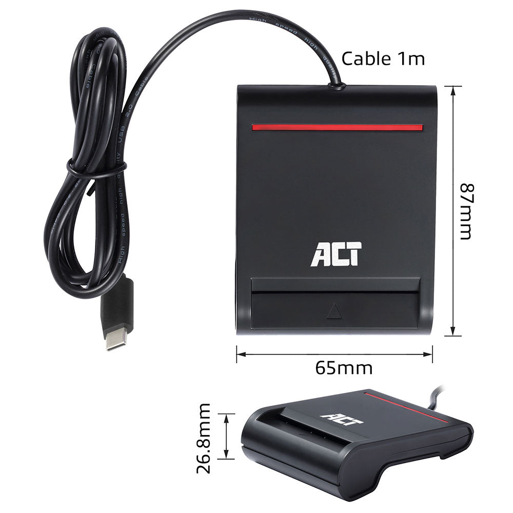 Leitor de Cartão Inteligente eID USB-C Preto ACTAC6020