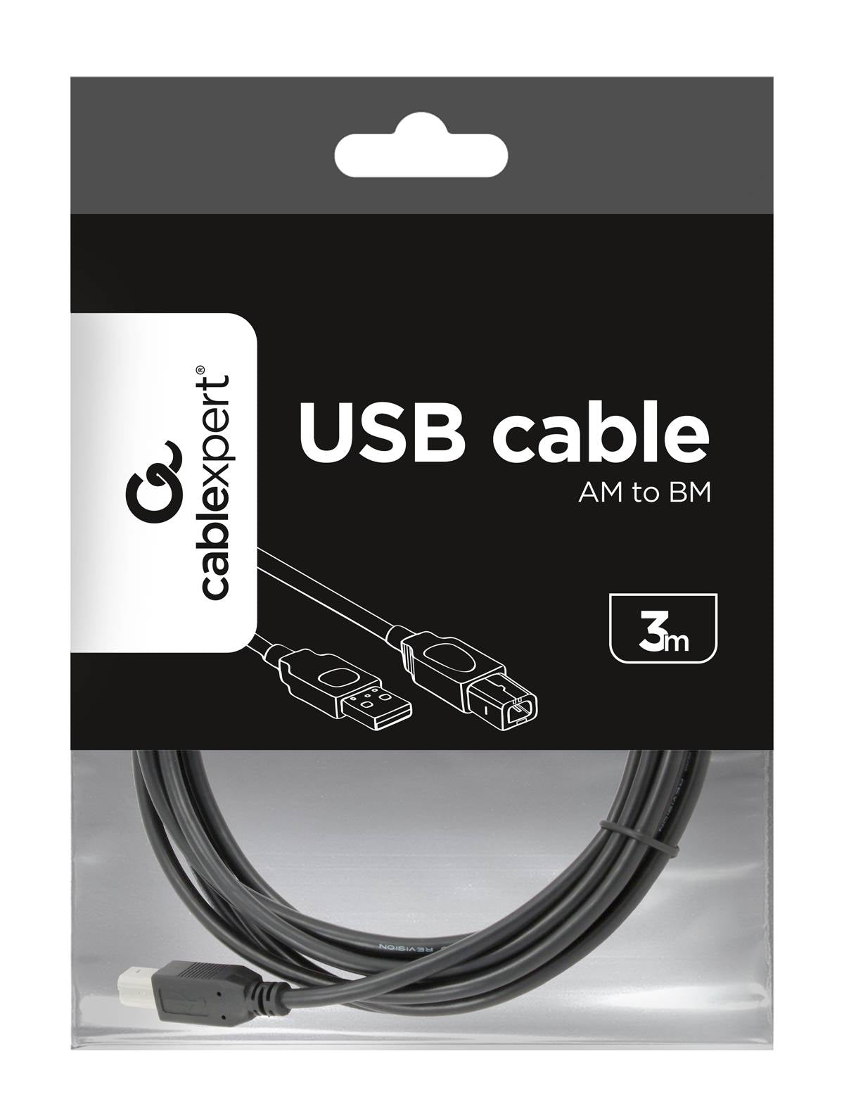 Cabo Gembird USB-A para USB-B 2.0 3m Preto