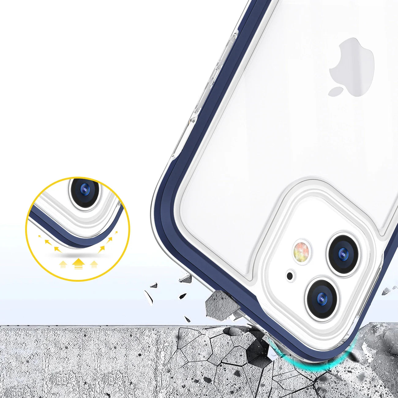 Capa em TPU Transparente 3em1 para iPhone 12 com Estrutura Azul