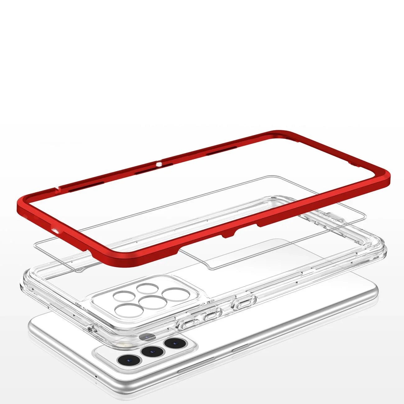 Capa 3 em 1 para Samsung Galaxy A33 (5G) Vermelha e Transparente