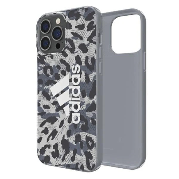 Capa para iPhone 13 Pro Adidas Padrão Leopardo Cinzenta
