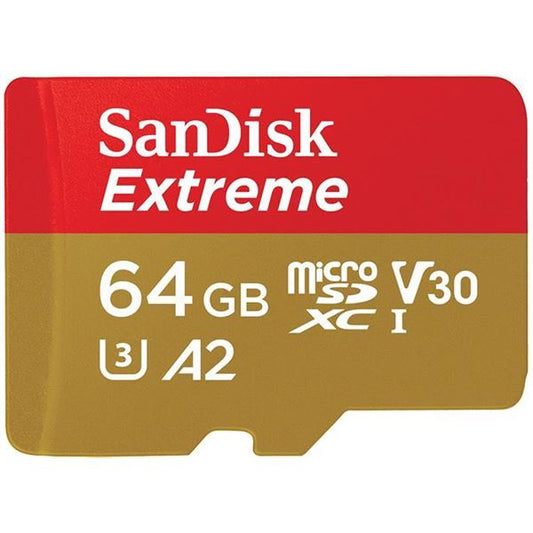 Cartão de Memória SanDisk 64GB Micro SDXC Extreme UHS-I A2 V30 U3 Class10 + Adapter SDSQXA2-064G-GN6AA