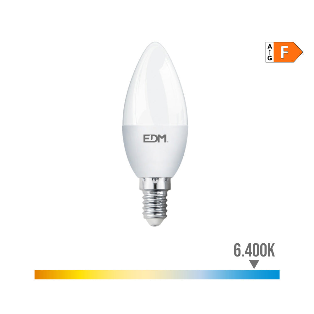 Lâmpada Vela LED EDM E14 Luz Fria 6400K Ø3,5x10,7cm 7W 600lm 98950