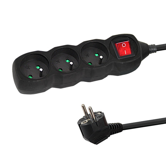 ESPERANZA POWER STRIP 3 SOCKETS SWITCH 1.5M / PRETO