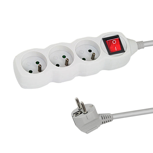 ESPERANZA POWER STRIP 3 SOCKETS SWITCH 1.5M / COR BRANCA