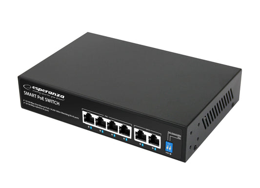 ESPERANZA Switch Ethernet 10/100 4 PoE + 2 Uplink - Preto