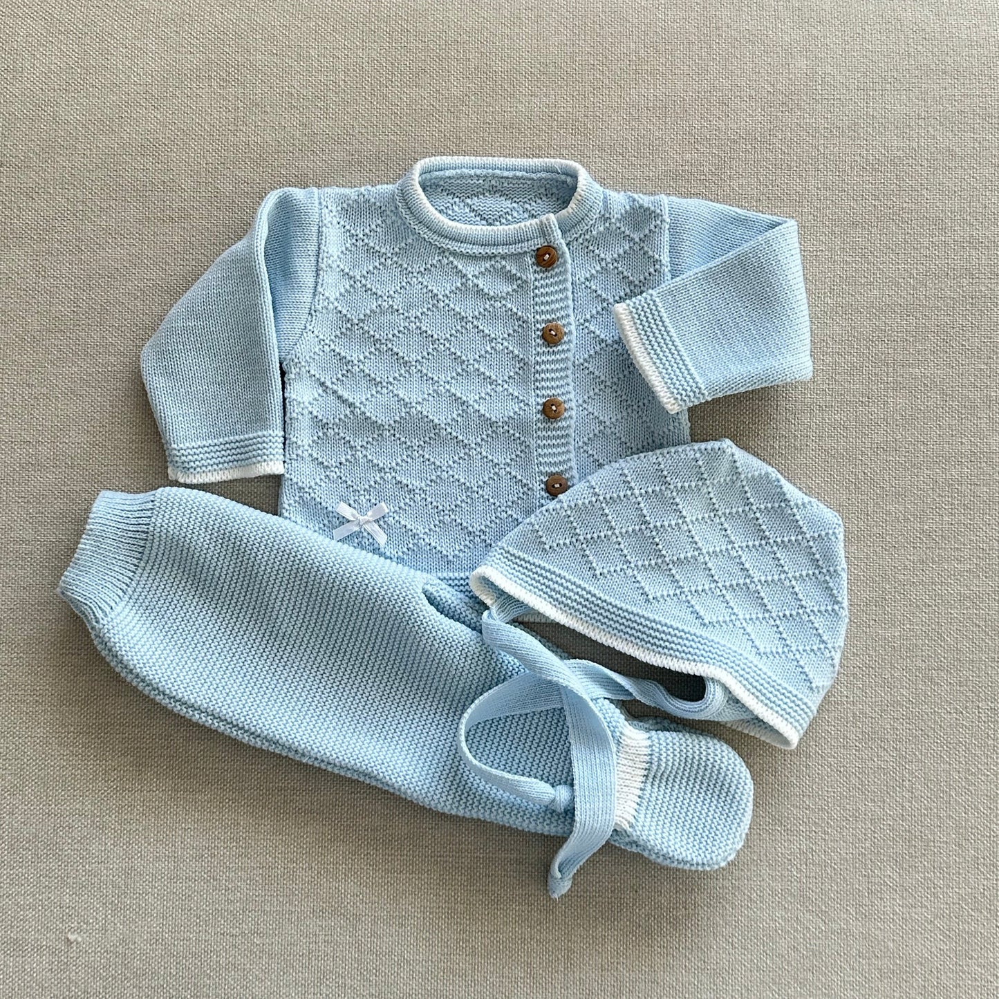 Conjunto de Bebé em Malha Azul Bebé 3 Peças 100% Algodão