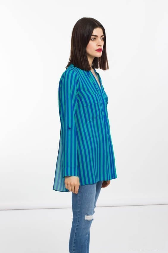 BLUSA RISCAS VERDE-AZUL
