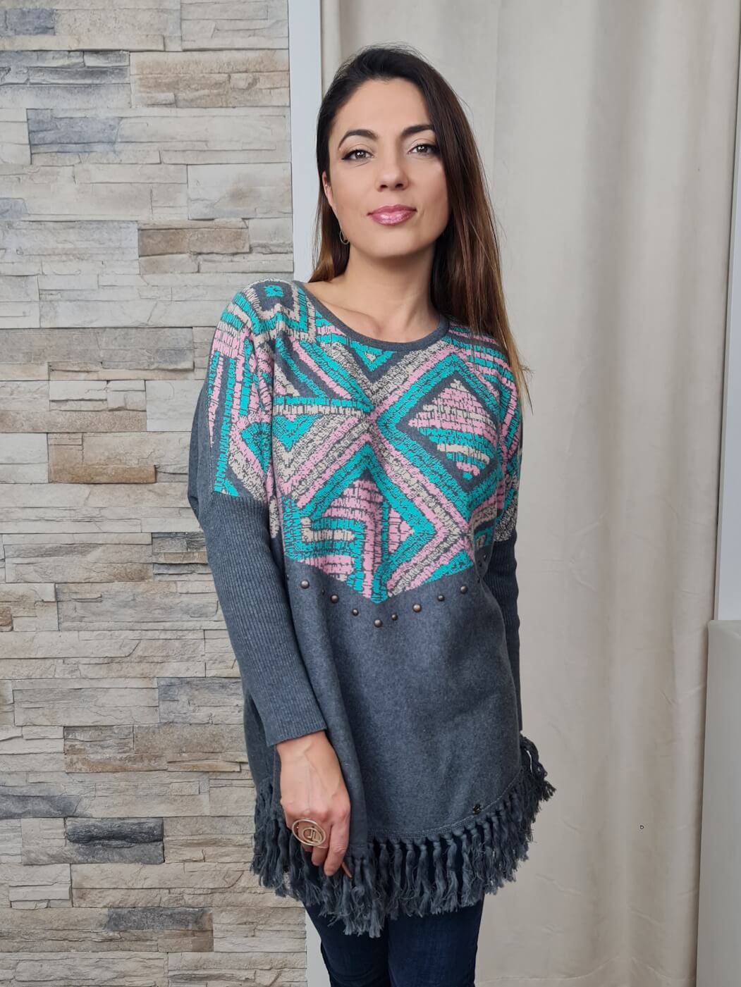TÚNICA COM FRANJAS