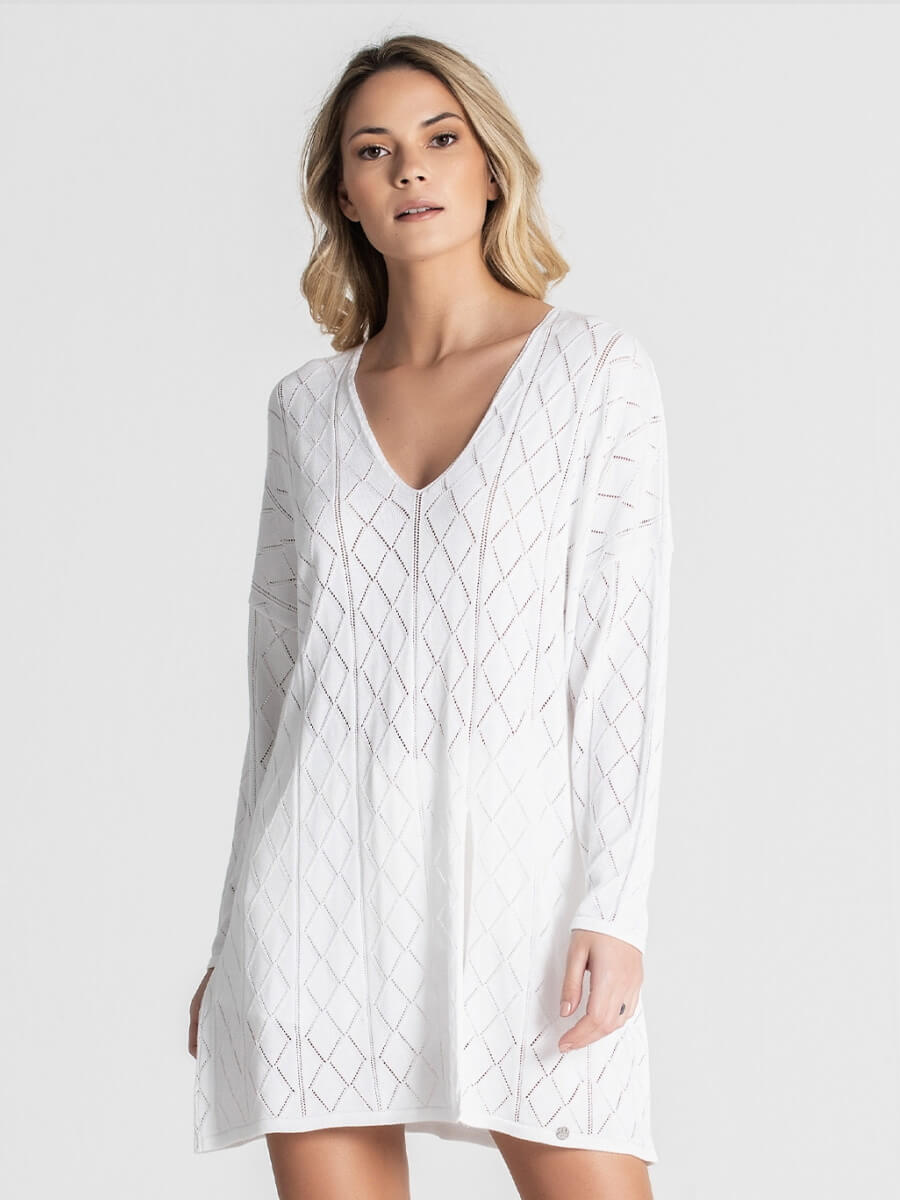 TÚNICA PERFURADA DECOTE EM V RUGA 3030