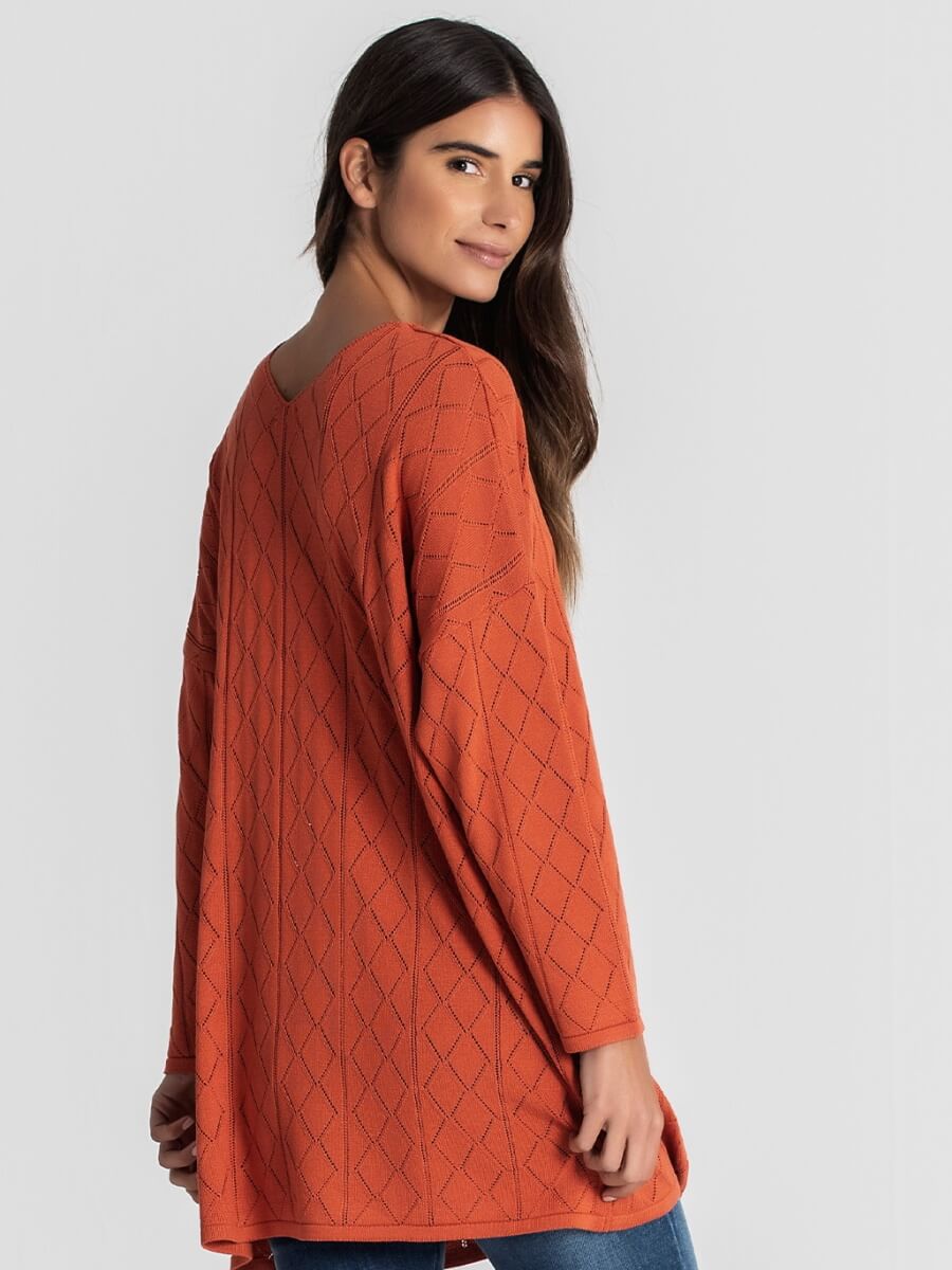 TÚNICA PERFURADA DECOTE EM V RUGA 3030