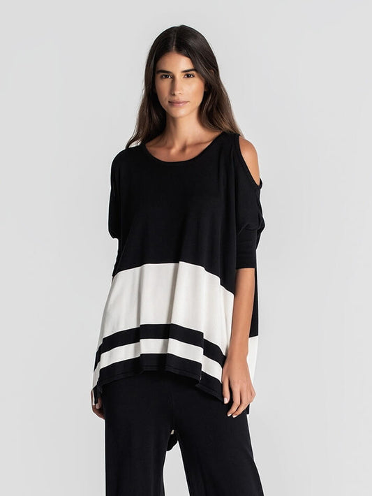 TÚNICA RISCAS COM OMBROS RECORTADOS RUGA 3051