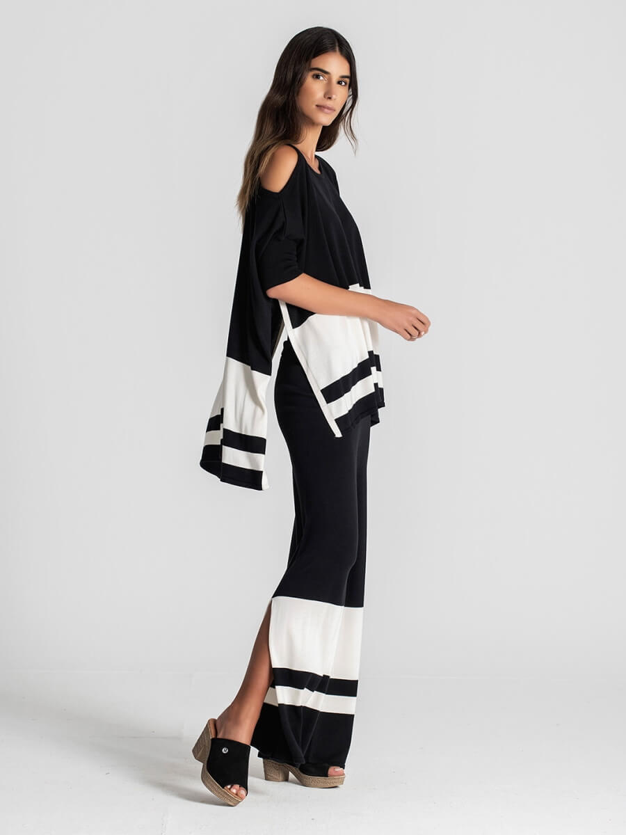 TÚNICA RISCAS COM OMBROS RECORTADOS RUGA 3051