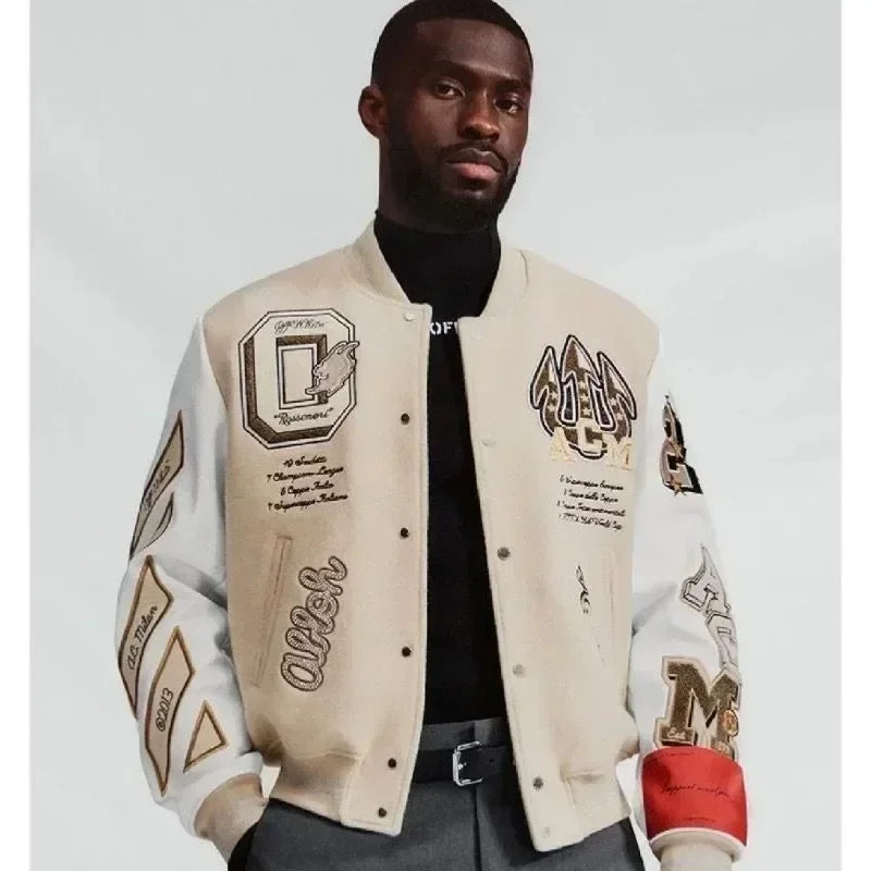 Y2K High Street Off-White Baseball Jacket