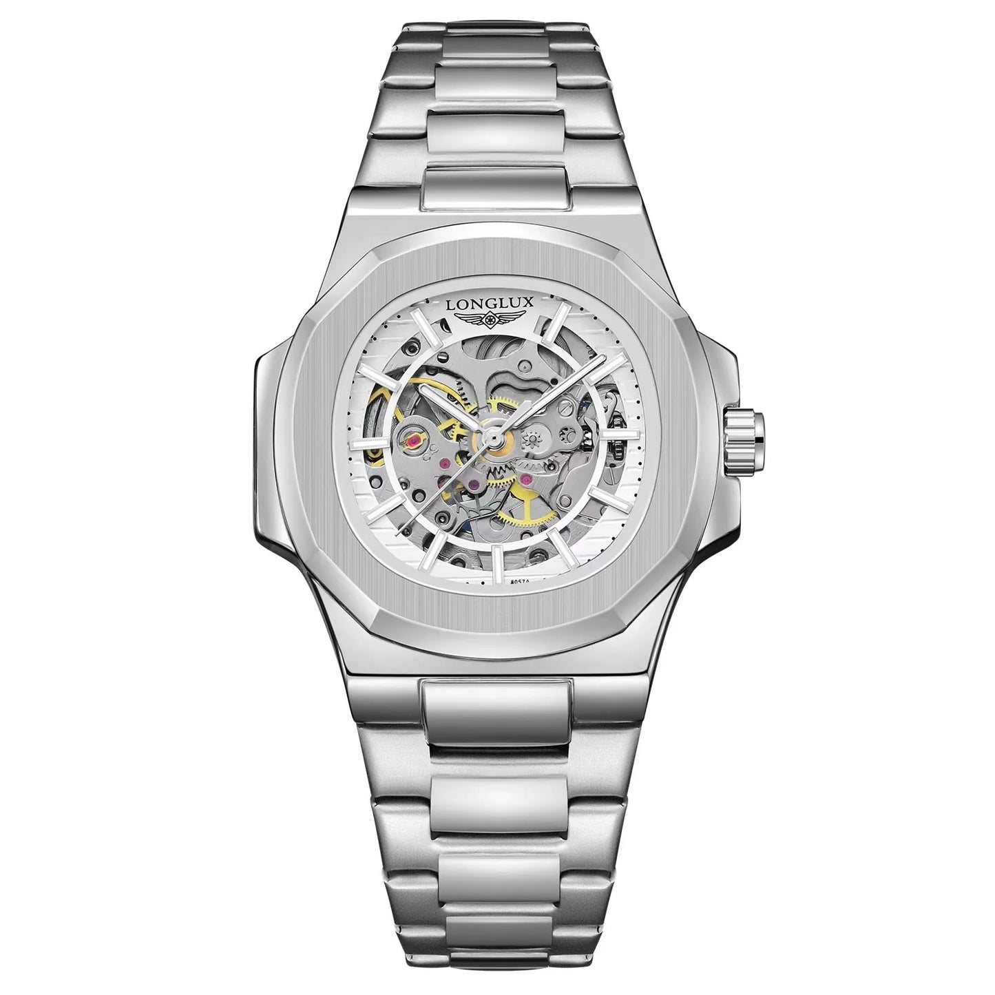 LONGLUX Luxury Automatic Skeleton Watch – Stainless Steel Waterproof Mechanical Timepiece for Men
