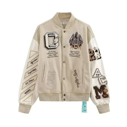 Y2K High Street Off-White Baseball Jacket