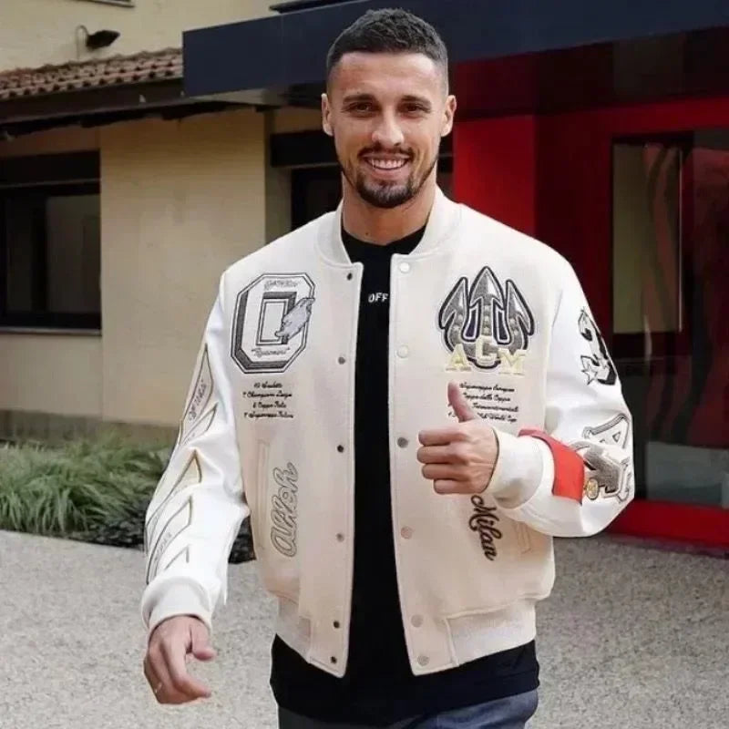 Y2K High Street Off-White Baseball Jacket