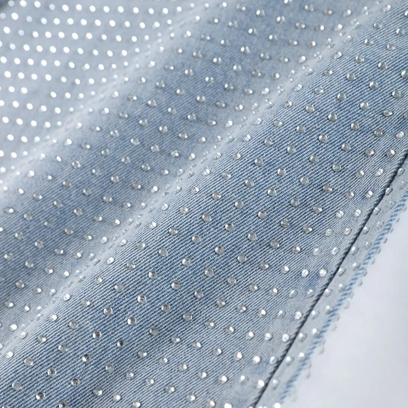 Y2K Shiny Rhinestone Wide Leg Jeans – High Street Full Diamond Denim for Women