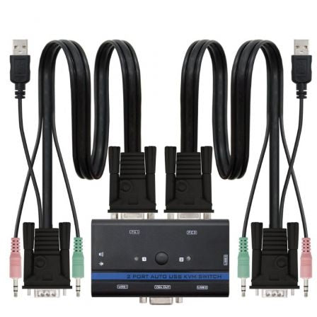 KVM Switch Nanocable / 2 VGA + 2 USB + 4 JACK 3.5 / 1.4m