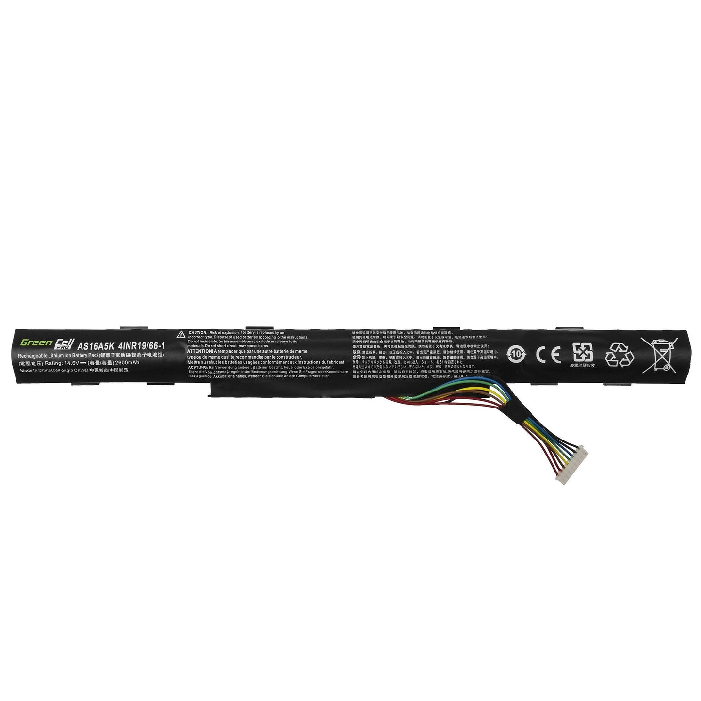 Bateria Green Cell Pro As16A5K para Acer Aspire E15 E5-553 E5-553G E5-575 E5-575G F15 F5-573 F5-573G / 14,6V 2600Mah