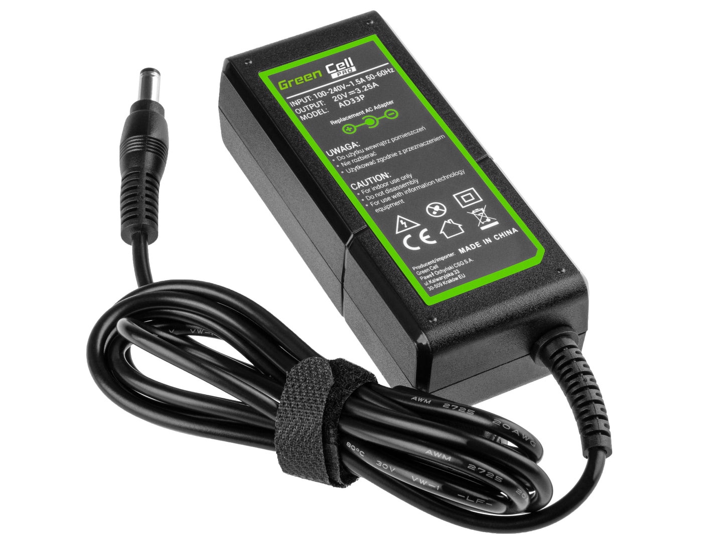 Green Cell PRO Carregador Portátil Adapter 20V 3.25A 65W para Lenovo B560 B570 G530 G550 G560 G575 G580 G580a G585 IdeaPad Z560 Z570