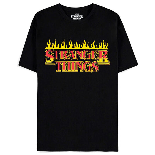 Tshirt DIFUZED Preta Logo Stranger Things em Chamas Tamanho S