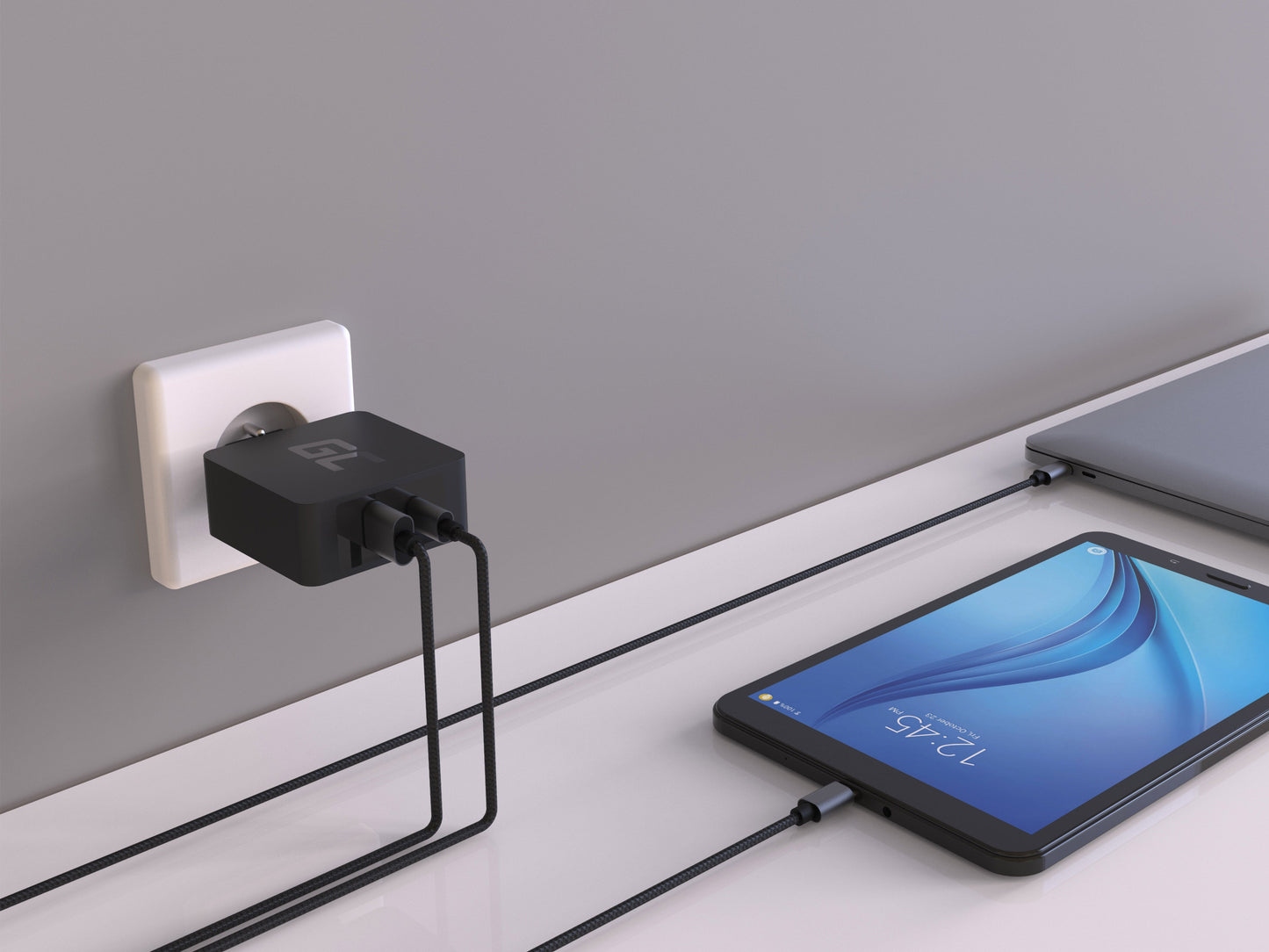 Carregador Universal Green Cell CHAR10 45W USB-C + USB-A QC3.0 Preto