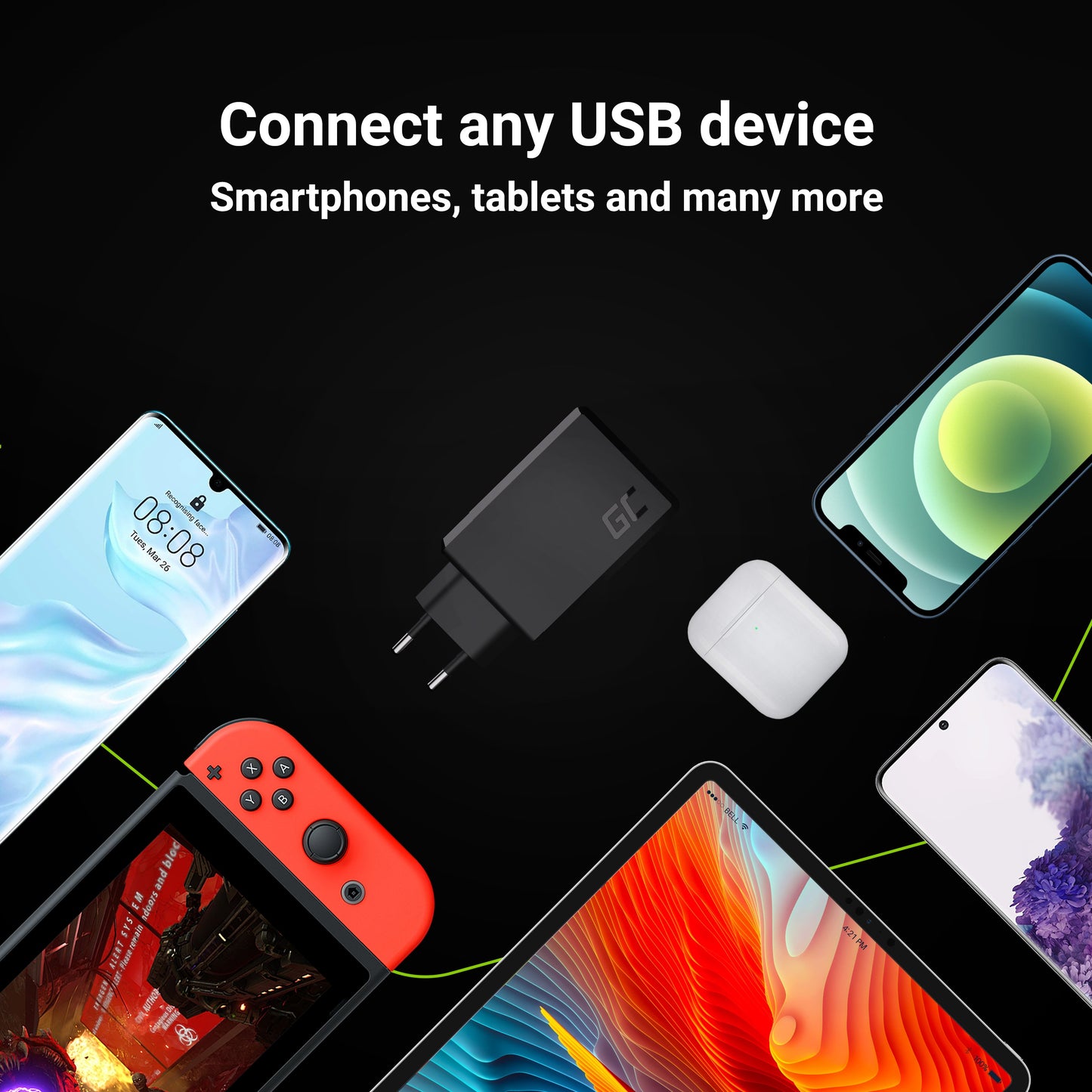 Carregador Universal Greencell GC ChargeSource3 3xUSB 30W fast charging Ultra Charge