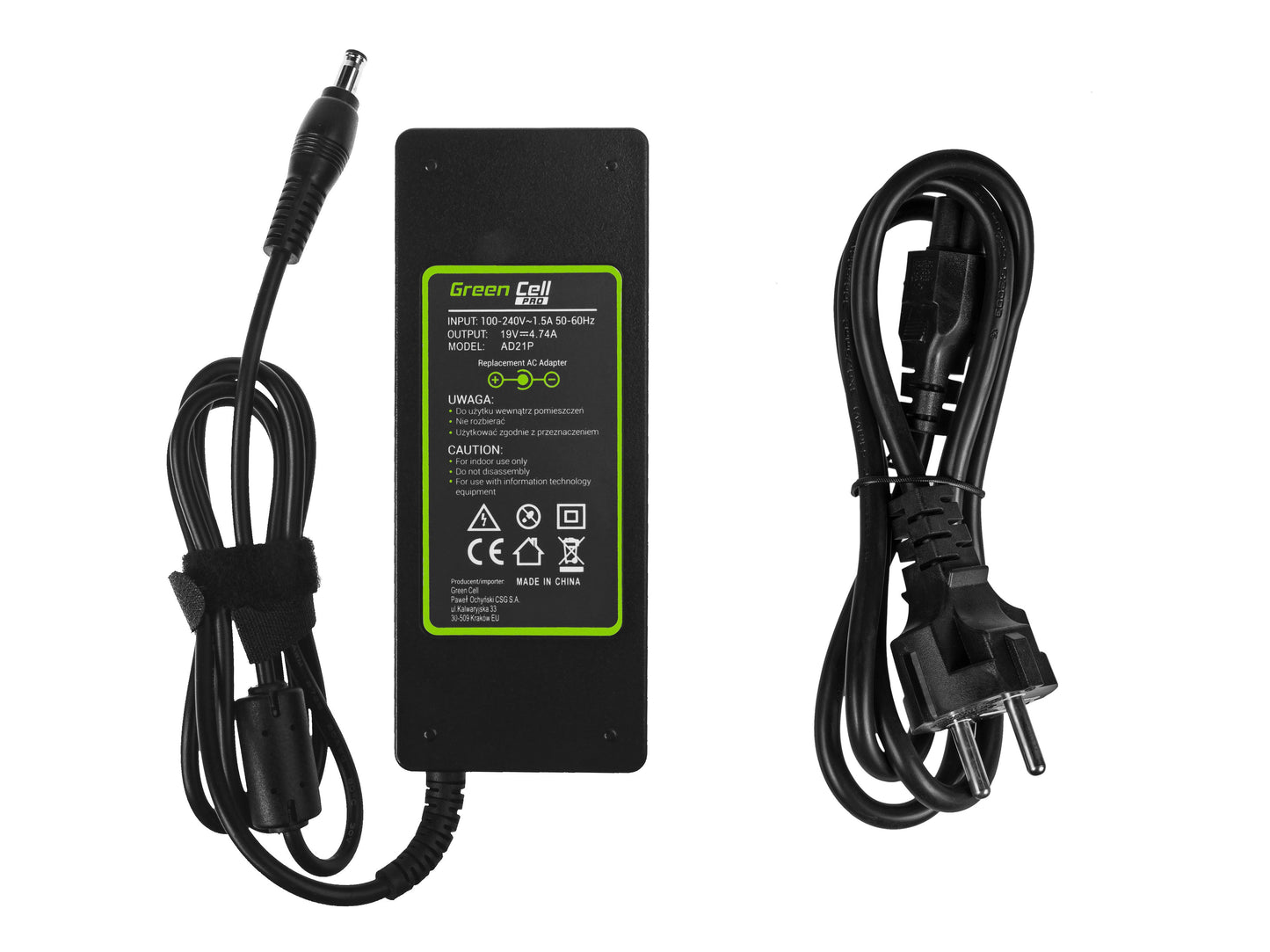 Green Cell PRO Carregador Portátil 19V 4.74A 90W para Samsung R510 R522 R525 R530 R540 R580 R780 RV511 RV520 NP350E5C NP350V5C