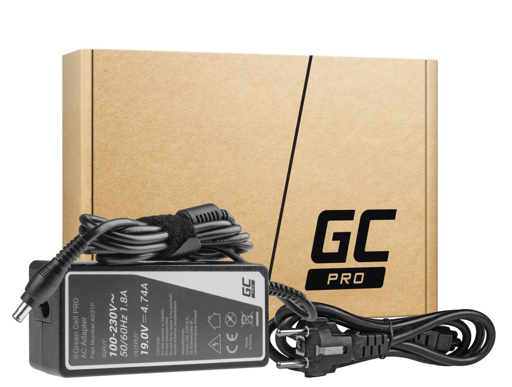 Green Cell PRO Carregador Portátil 19V 4.74A 90W para Samsung R510 R522 R525 R530 R540 R580 R780 RV511 RV520 NP350E5C NP350V5C